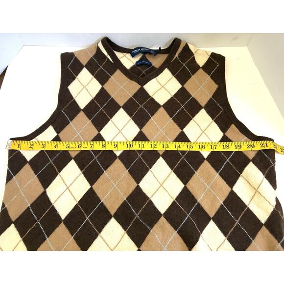 Polo Golf Ralph Lauren Wool Plaid Sweater Vest – Men’s L Brown - Picture 5 of 8